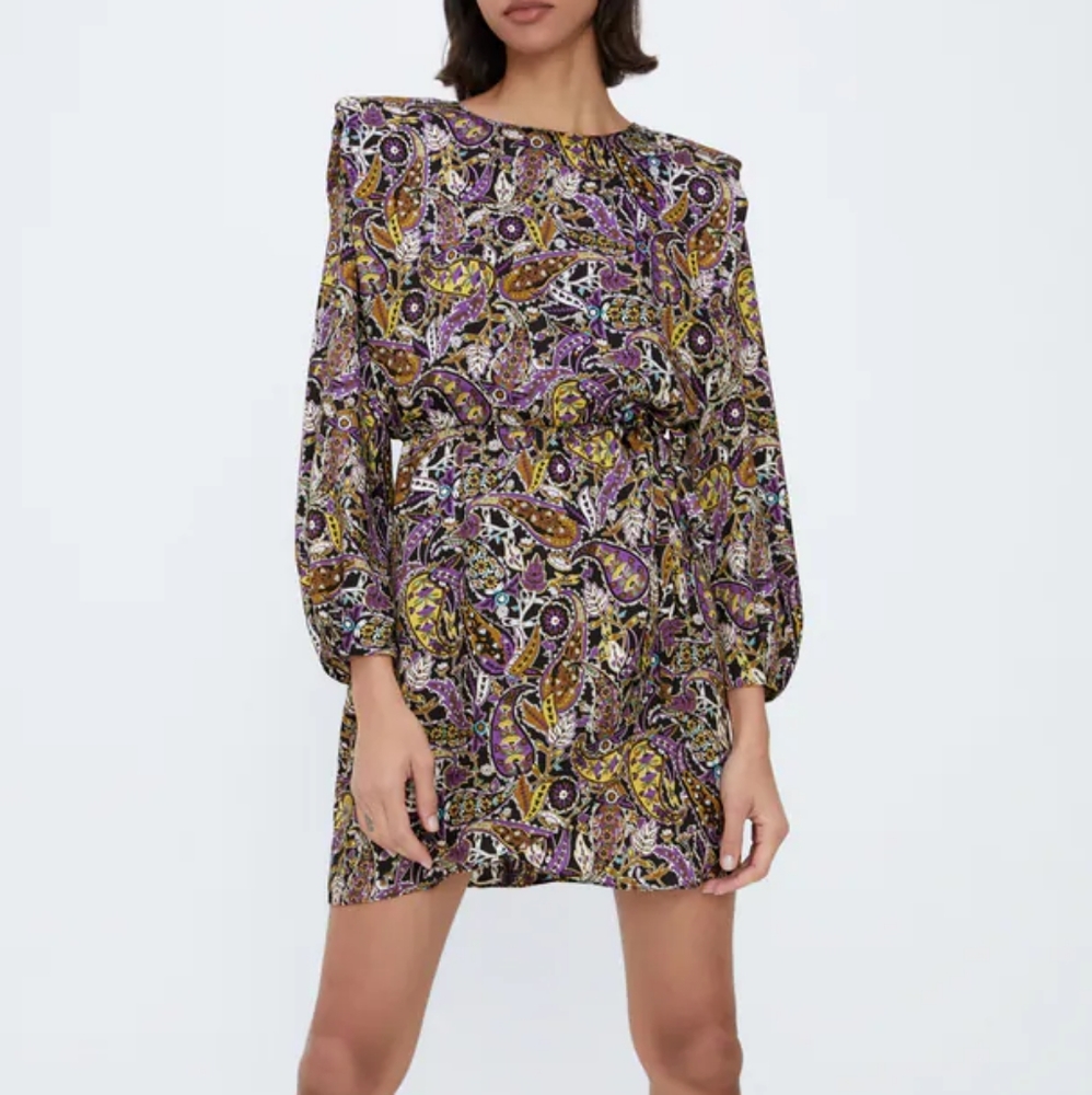 ZARA Multicolor Mini Satin Dress Women's Size XS
